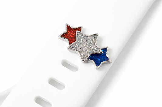 Red, Sparkle Silver and Blue Patriotic Charm