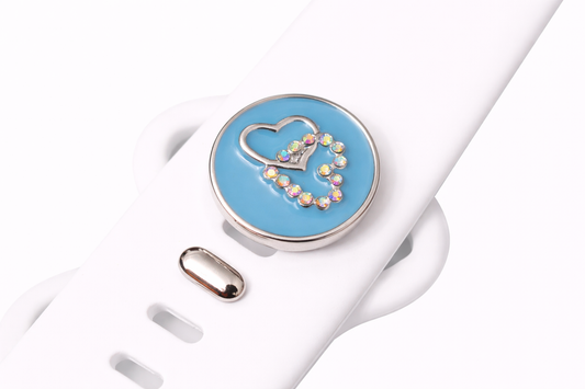 Blue Double Heart Jewelry Charm with Rhinestones
