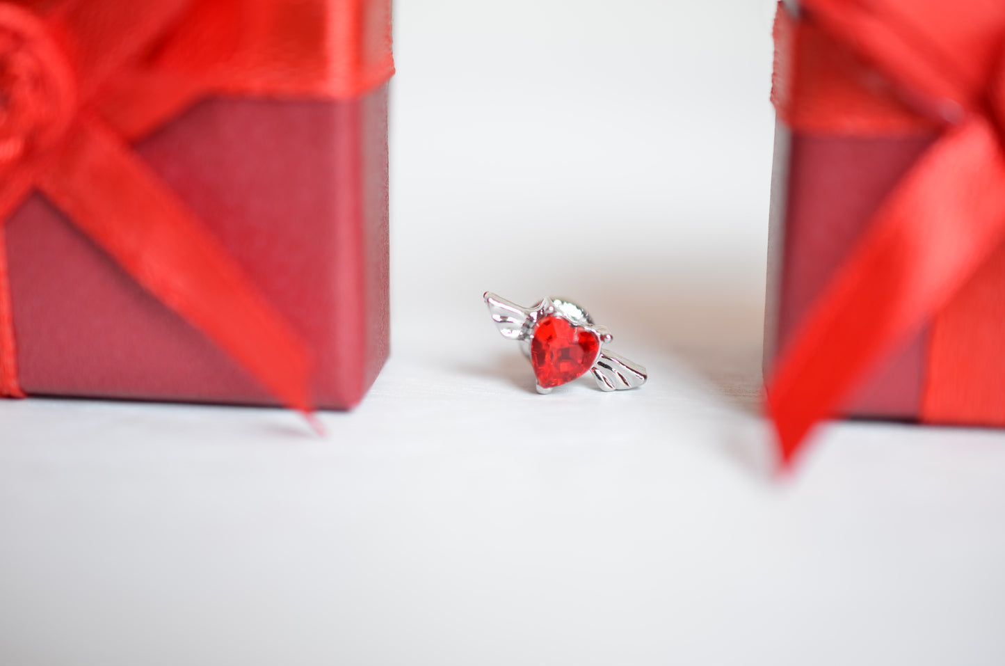 Red Heart Stone Angel Wing Charm for Watch Bands