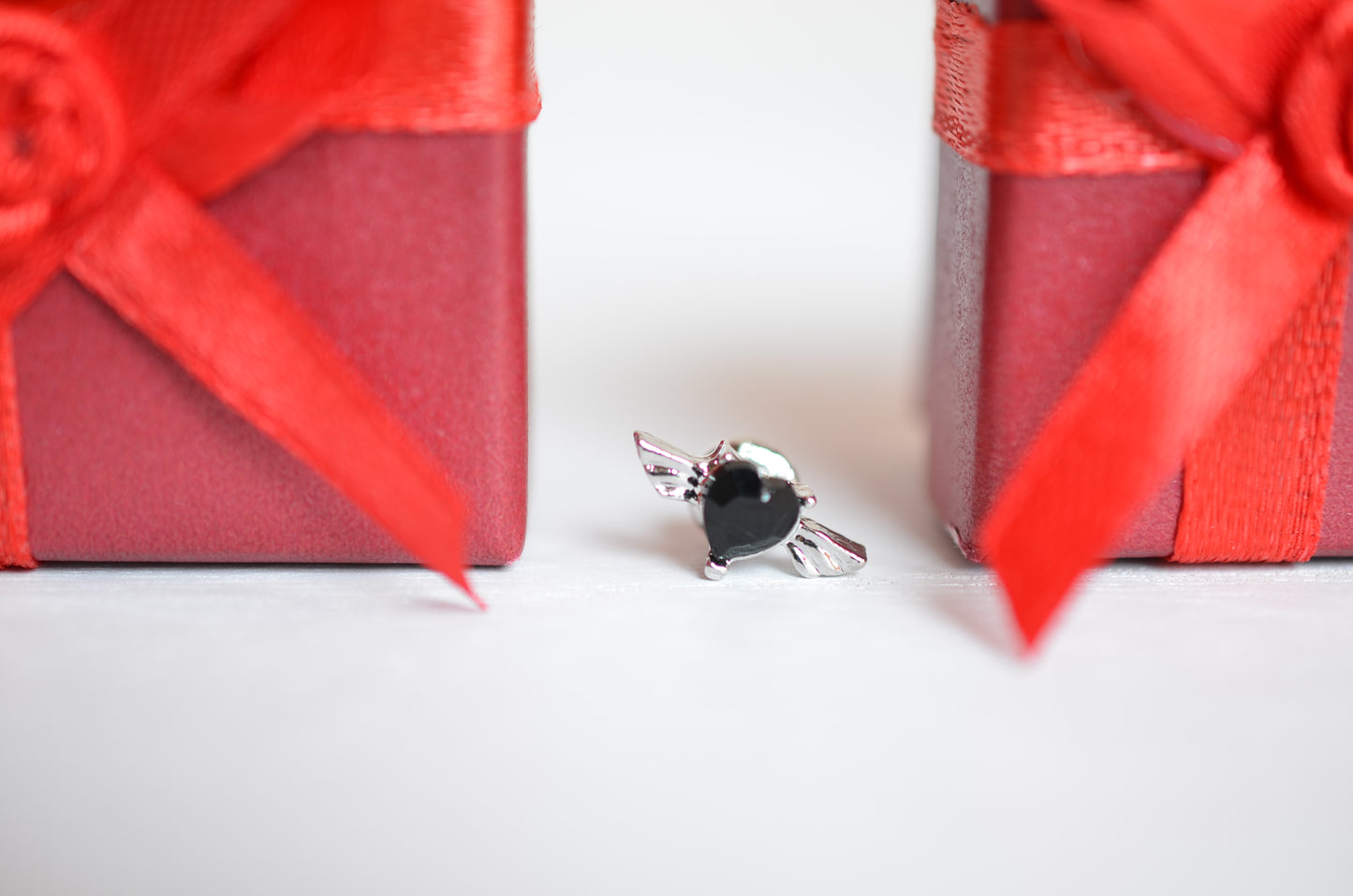 Black Heart Stone Angel Wing Charm for Watch Bands