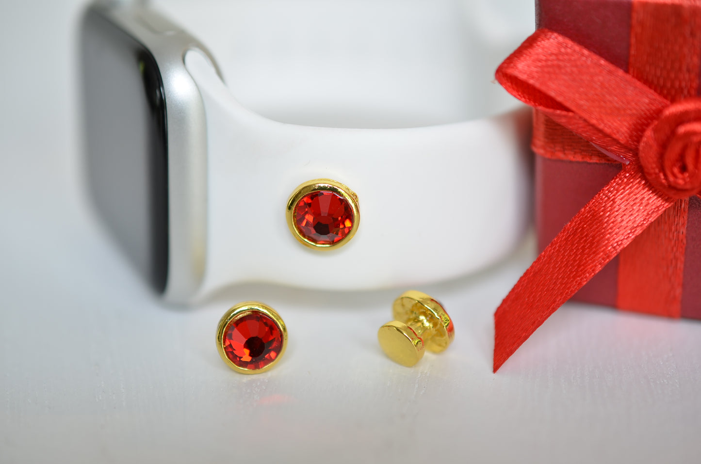 Gold Coated Garnet Jewelry Charm for watchbands