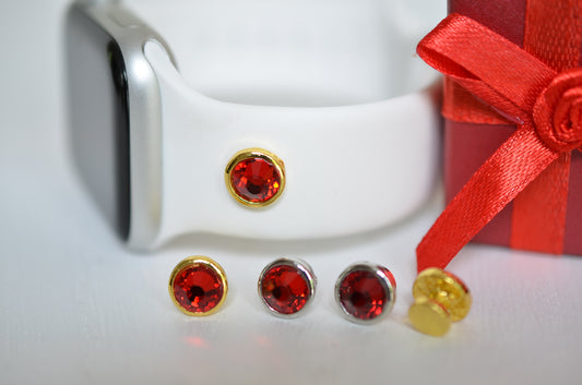 Gold Coated Garnet Jewelry Charm for watchbands