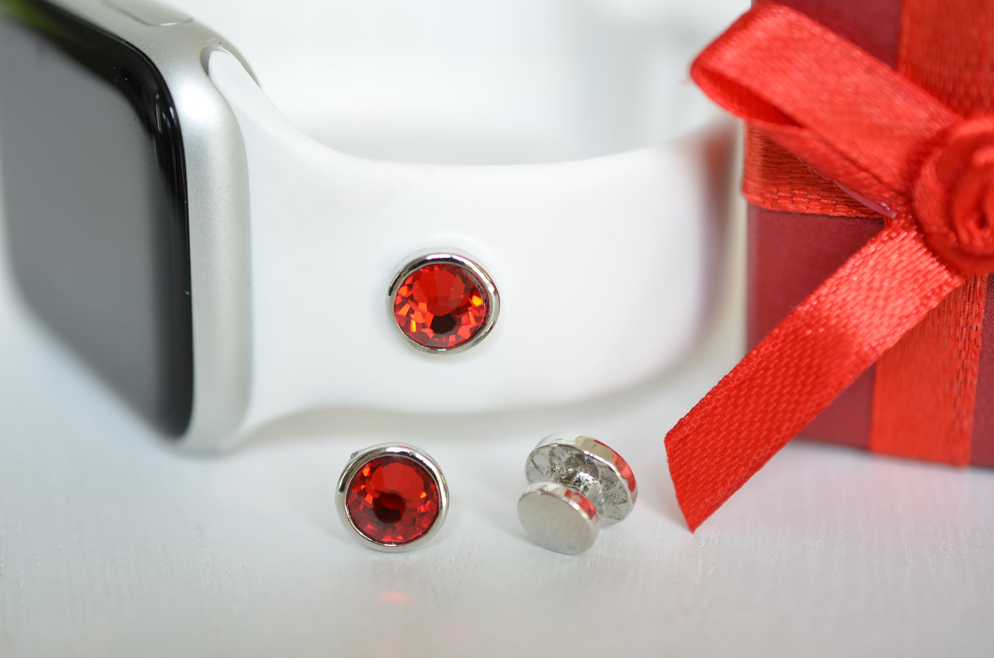 Silver Coated Garnet Jewelry Charm for watchbands