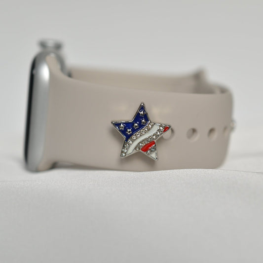 Red, White, Blue Star Charm for Belts, Bags and Watch Bands