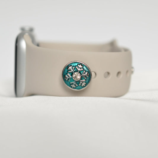 Blue Green Snowflake Charm for Belts, Bags and Watch Bands