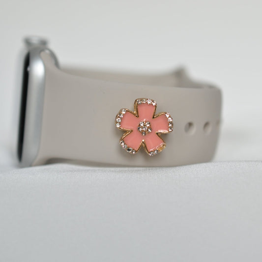 Light Orange - Pink Flower Charm for Belts, Bags and Watch Bands