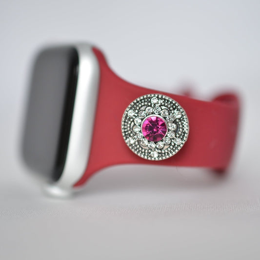Burgundy Red Apple Band with Charm