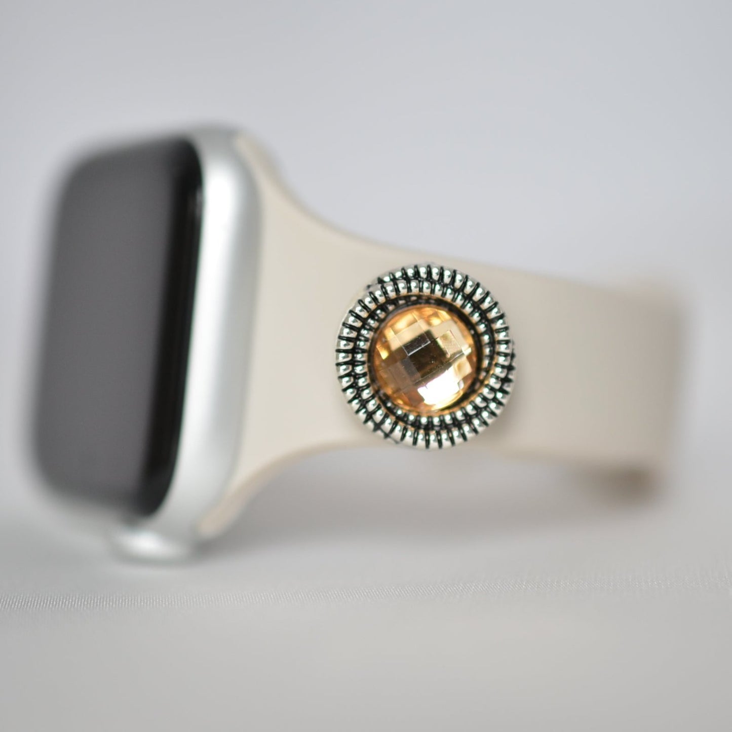 Creamy Off White Apple Watch Band and Charm