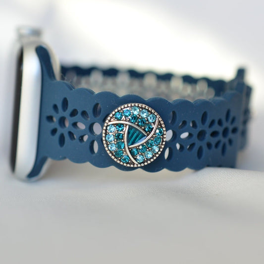 Navy Blue Flower Band with Charm