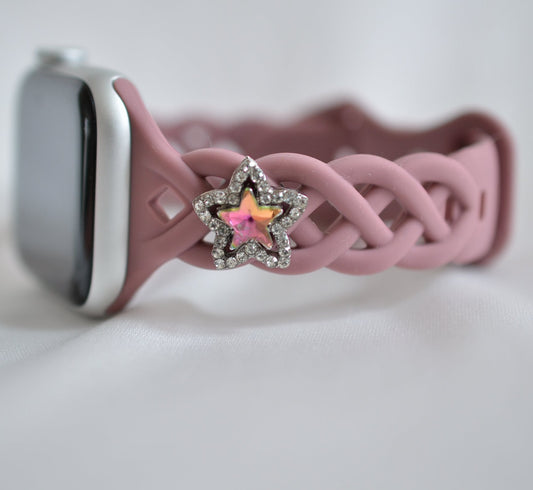 Roped Pattern Apple Watch Band - Tan / Purple Color