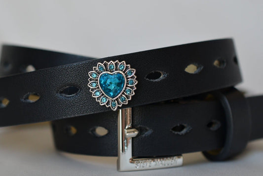 Beautiful Blue Heart Charm for Watch Bands, Belts and Bags