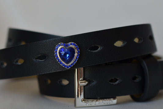 Beautiful Blue Heart Stone with Blue Rhinestone Charm for Belts, Bags and Watch Bands
