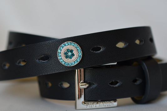 Blue and Clear Stone Charm for belts, bags and watch bands