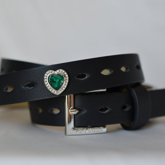 Green Heart Stone Charm for belts, bags and watch bands