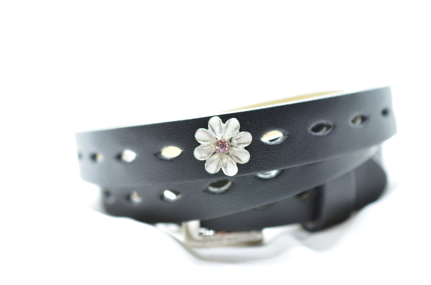 Pink flower petal charm for belts