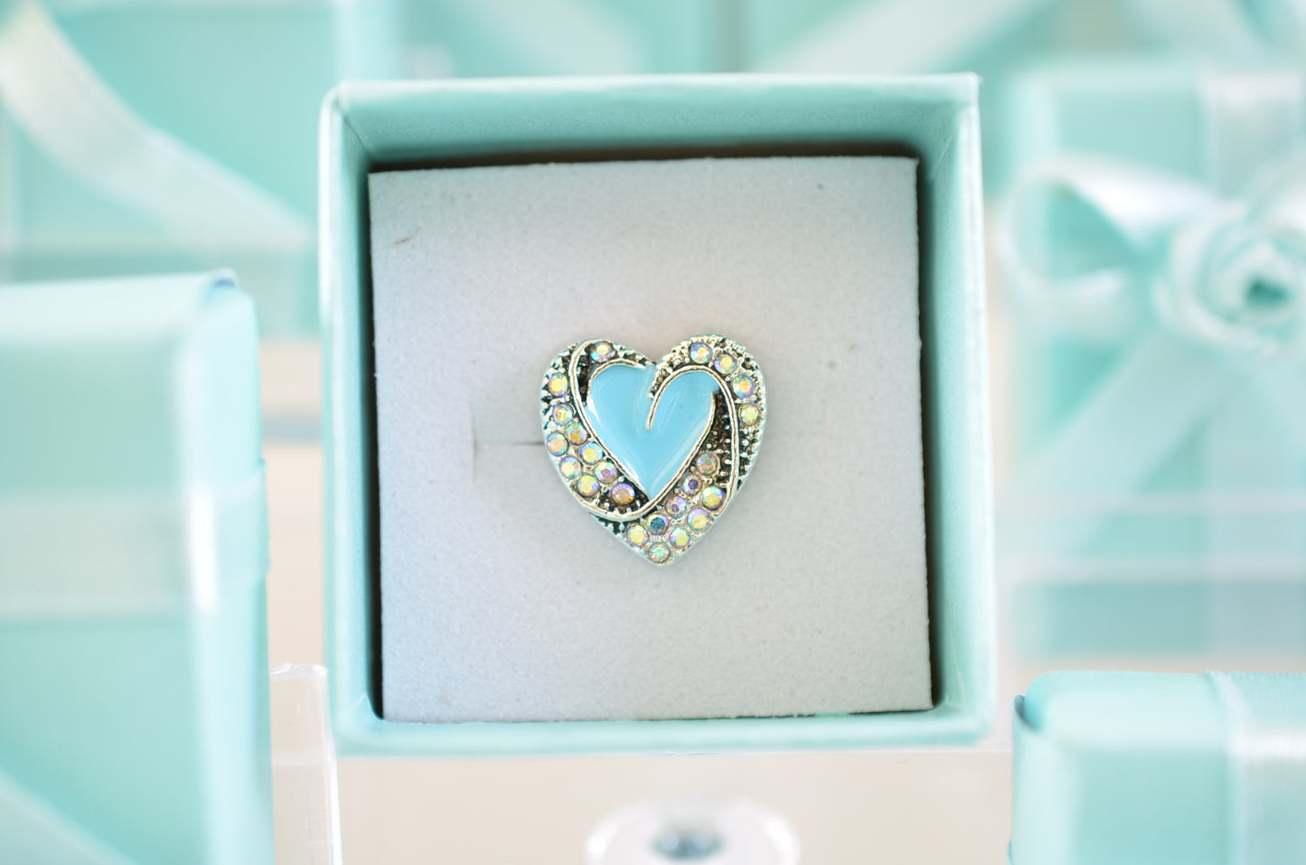 Beautiful Blue Heart with AB Rhinestone Charm for Belts, Bags and Watch Bands
