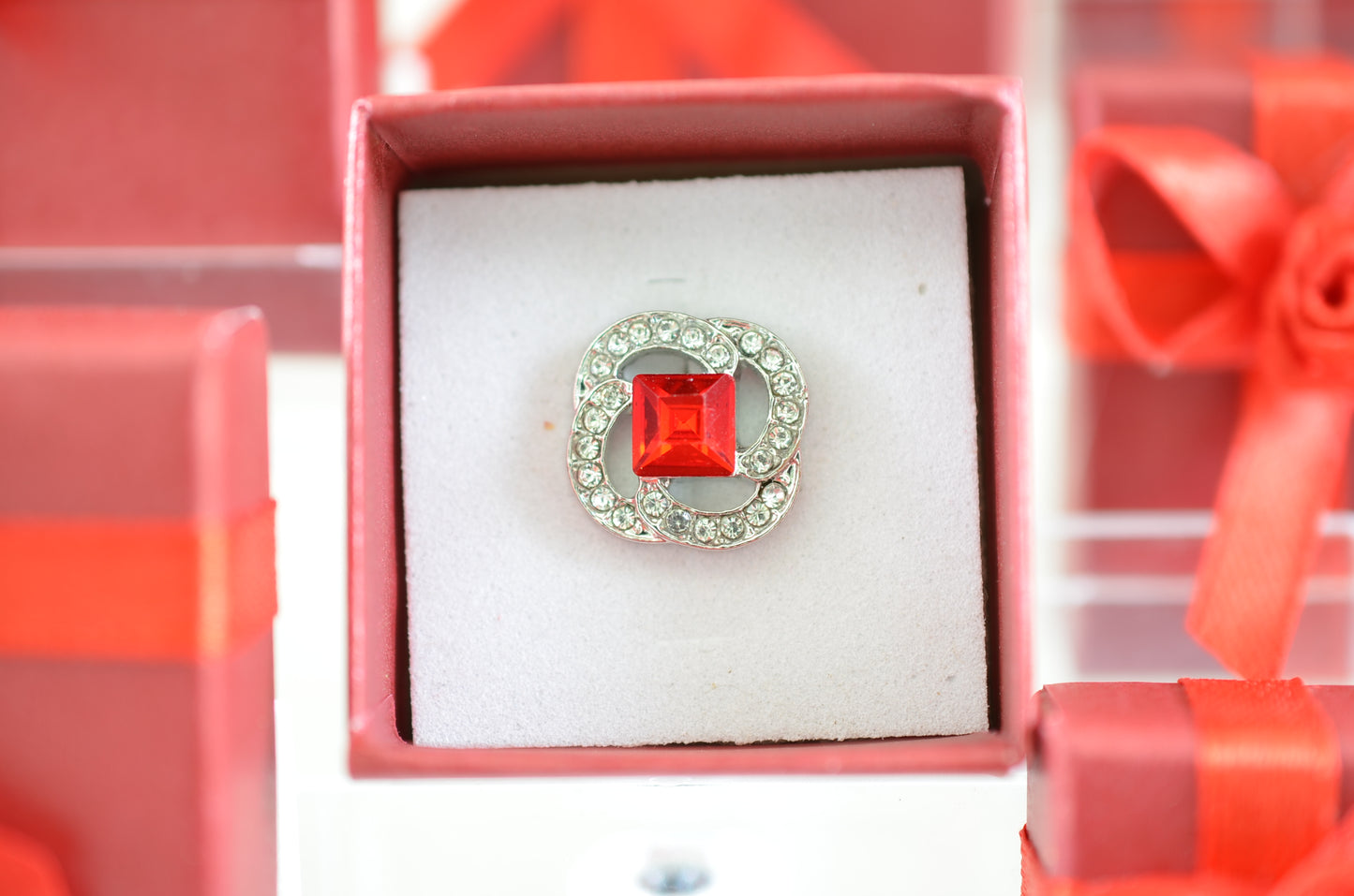 Red Square Stone Charm for Belts, Bags and Watch Bands