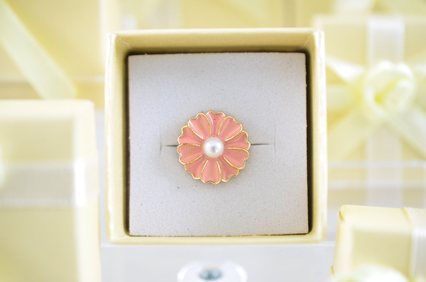 Orange Flower with Pearl Center Charm for Watch Bands