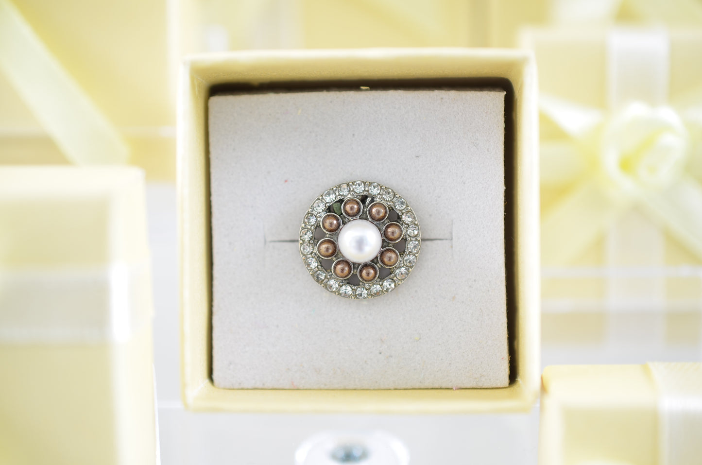 Brown Stones with Center Pearl Design Charm for Belts and Bags and Watch Bands