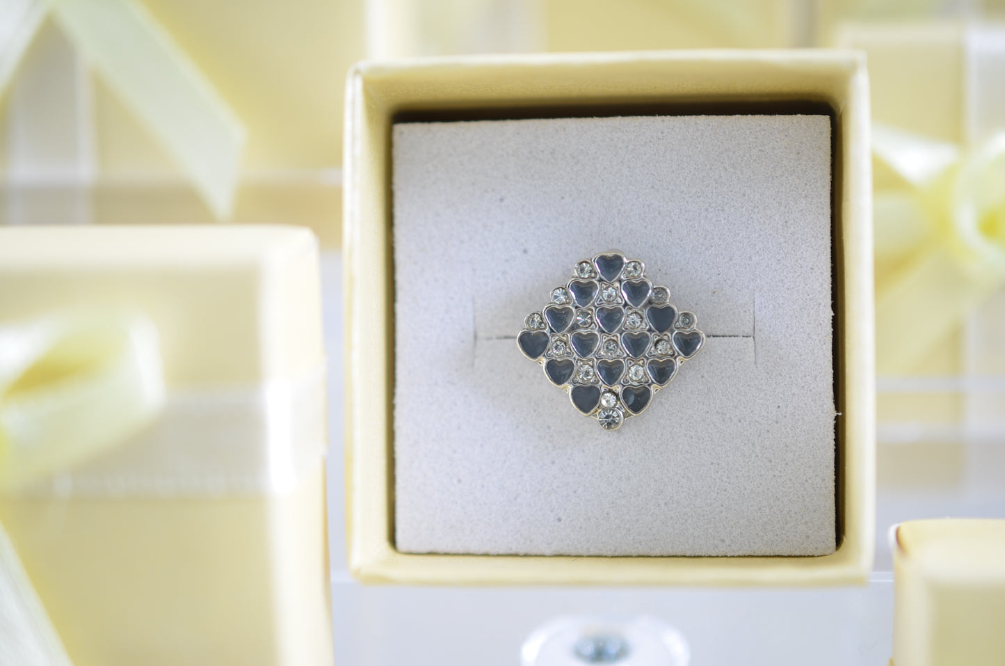 Black Heart and Clear Stone Charm for Belts, Bags and Watch Bands