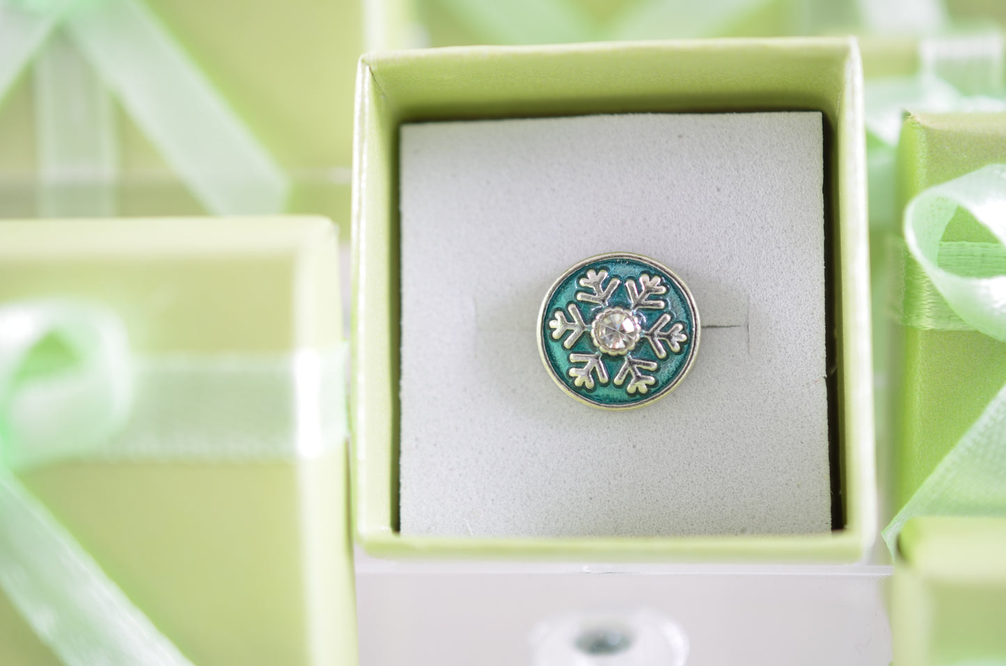 Blue Green Snowflake Charm for Belts, Bags and Watch Bands