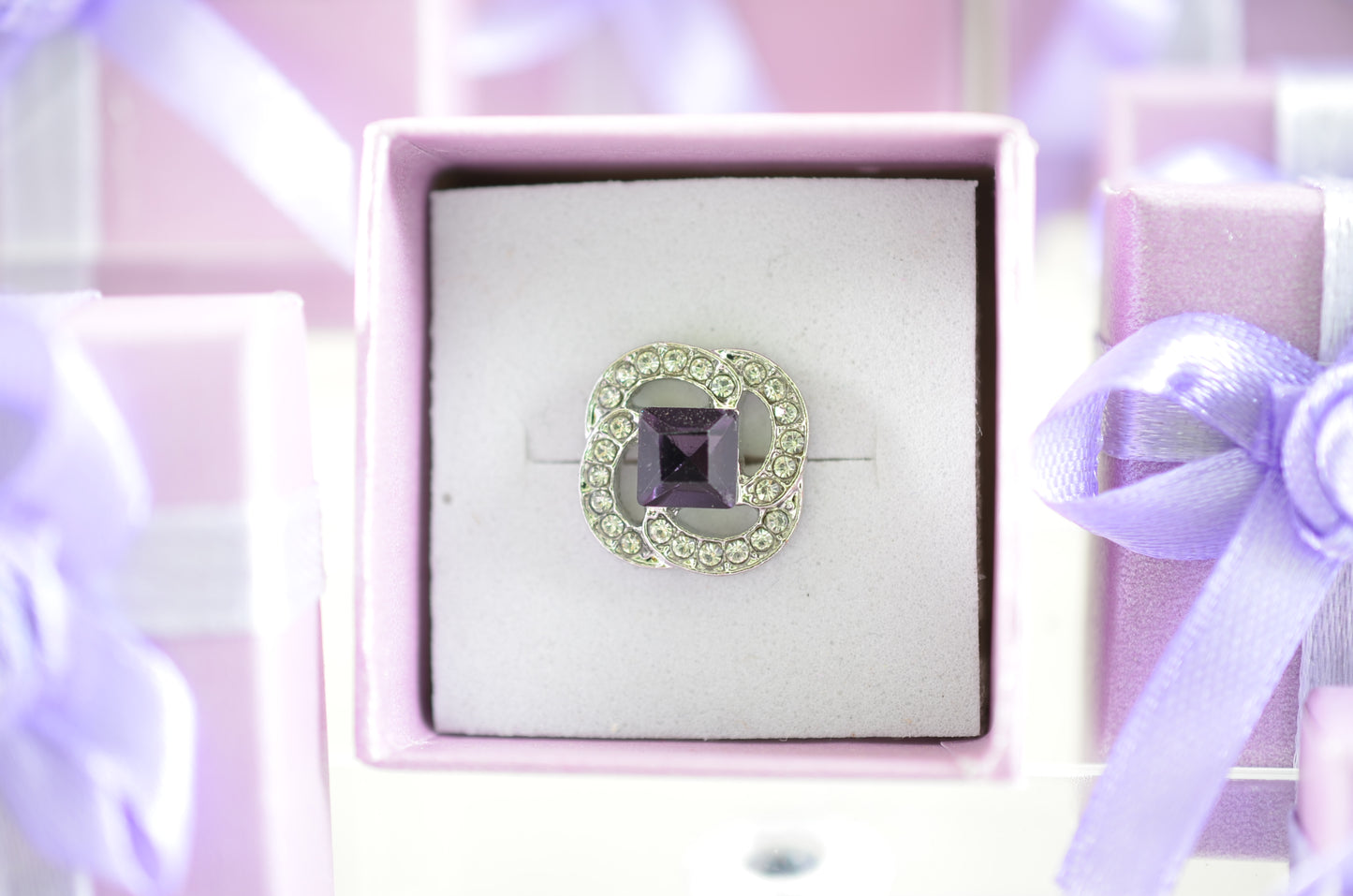 Purple Square and Clear Stone Charm for Belts, Bags and Watch Bands