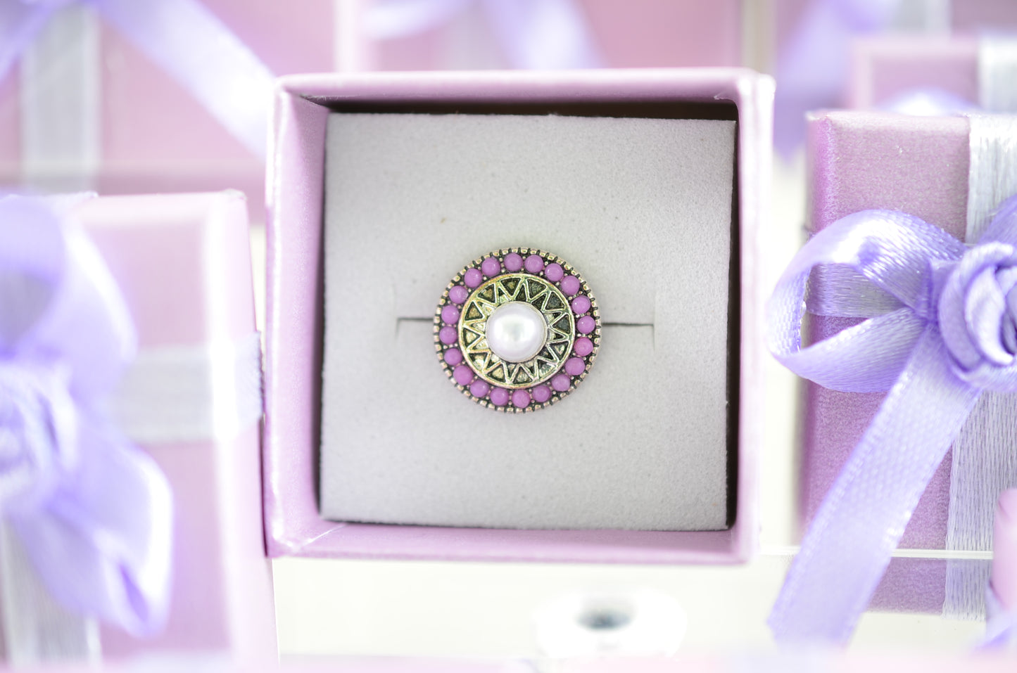 Purple Stones with Center Pearl Charm for belts, bags and watch band charms