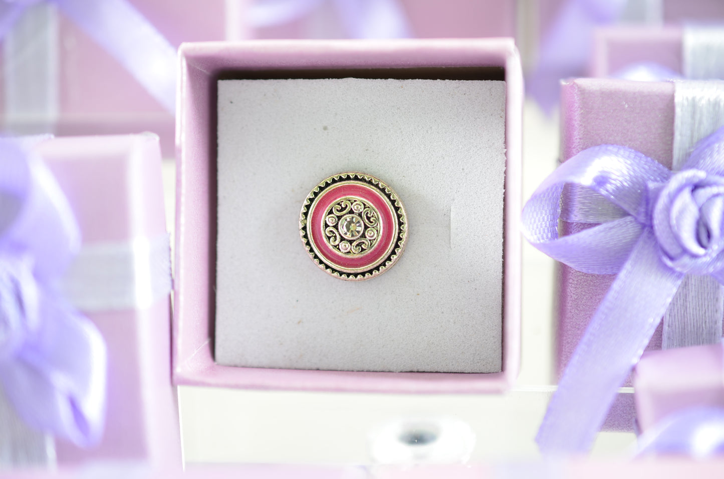 Purple - Hot Pink Design with Center Stone Charm for Belts, Bags and Watch Bands