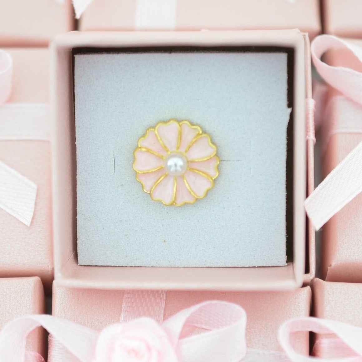 Pink Petal and Pearl Charm for Watch Bands and Belts