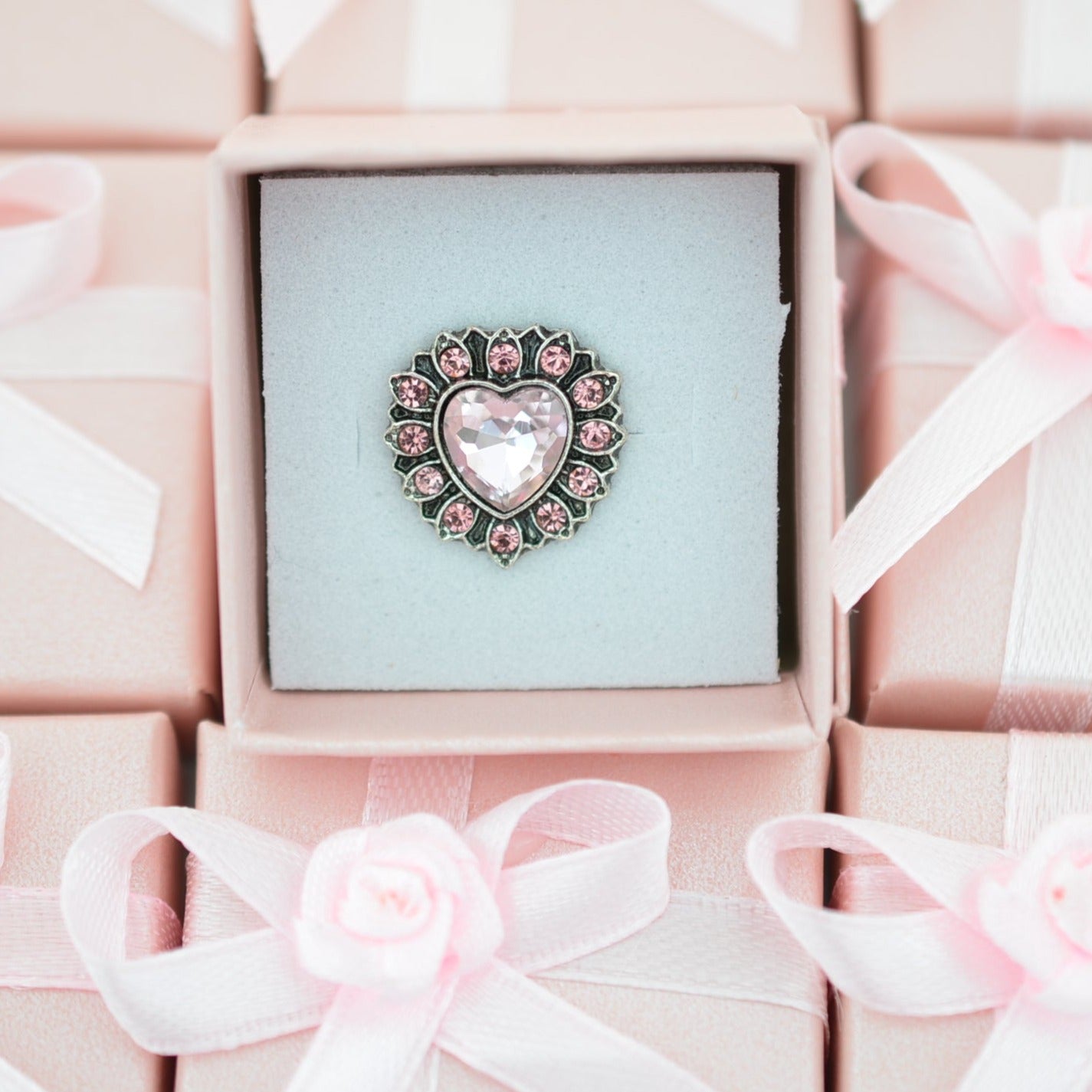 Pink heart charm for watch bands and belts