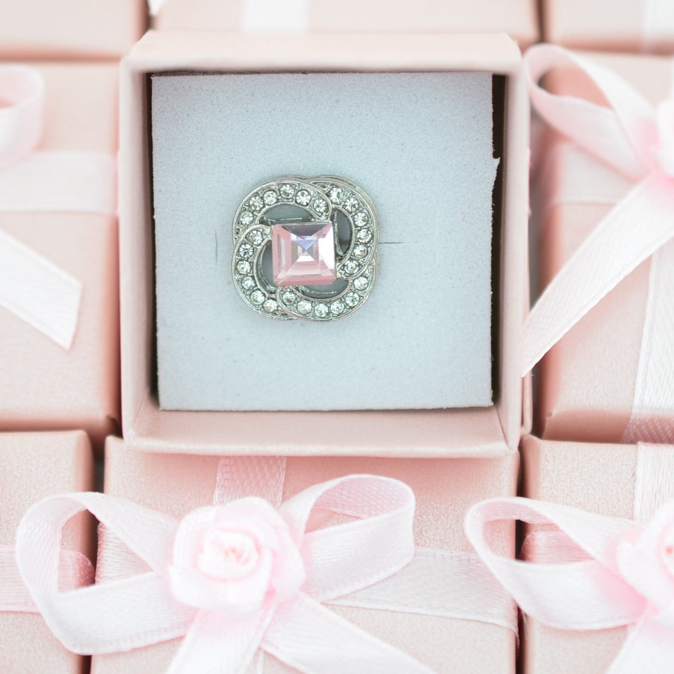 Pink square charm for watch bands and belts