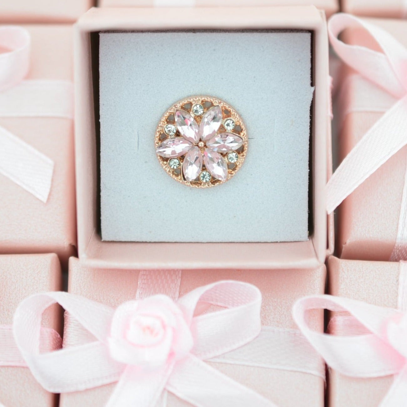 Light Pink Petal Flower Charm with Gold Coating for Watch Bands and Belts