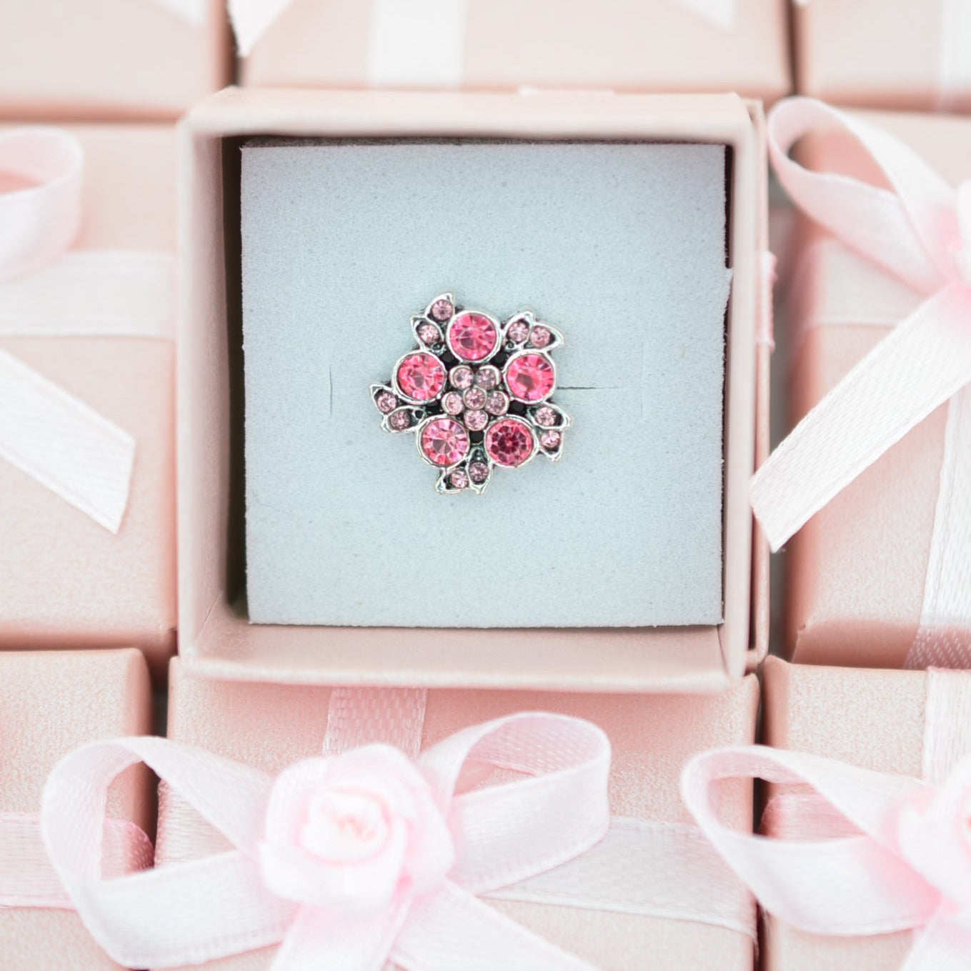 Pink Flower with Pink Pedal Charm for Watch Bands and Belts