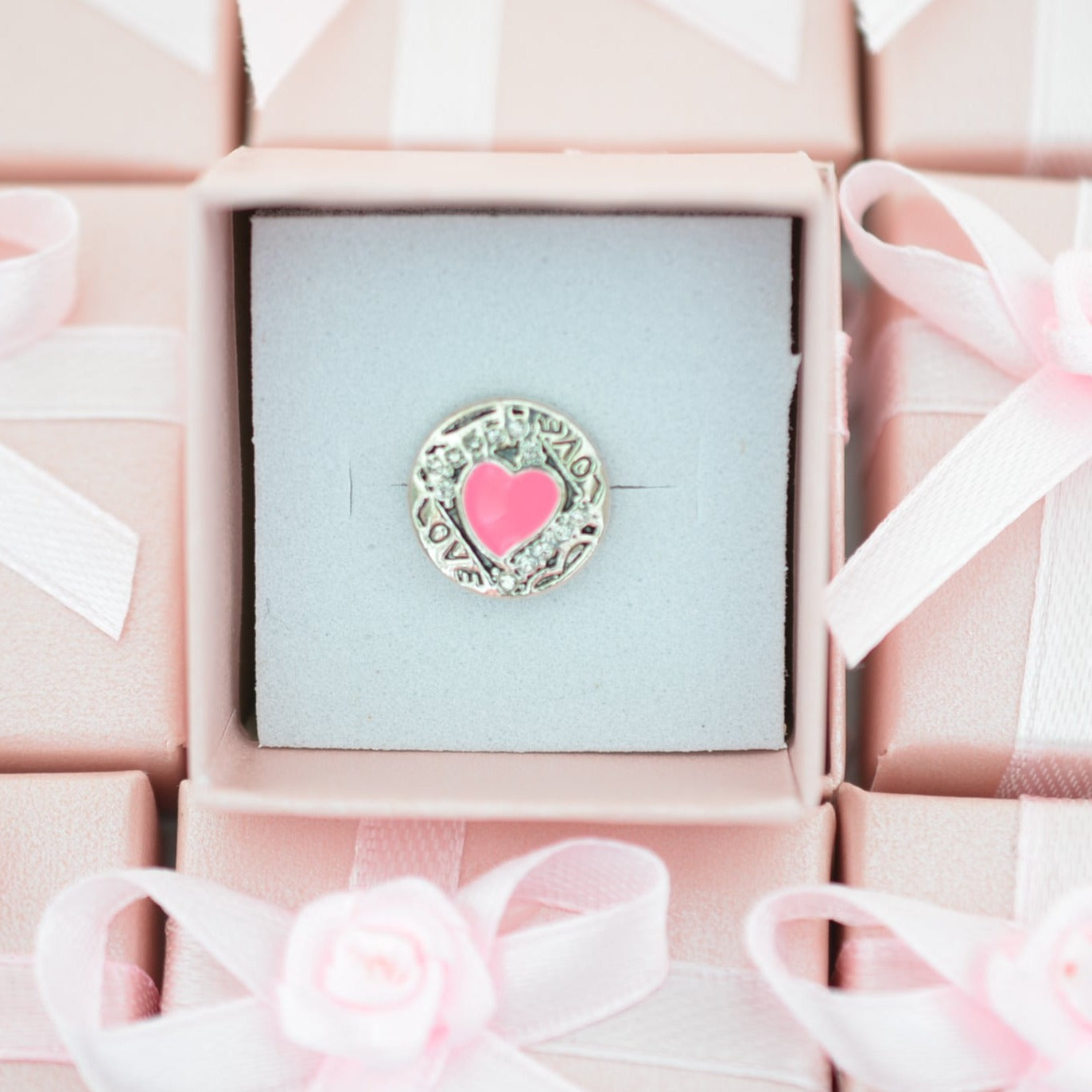 Pink heart love charm for watch bands and belts