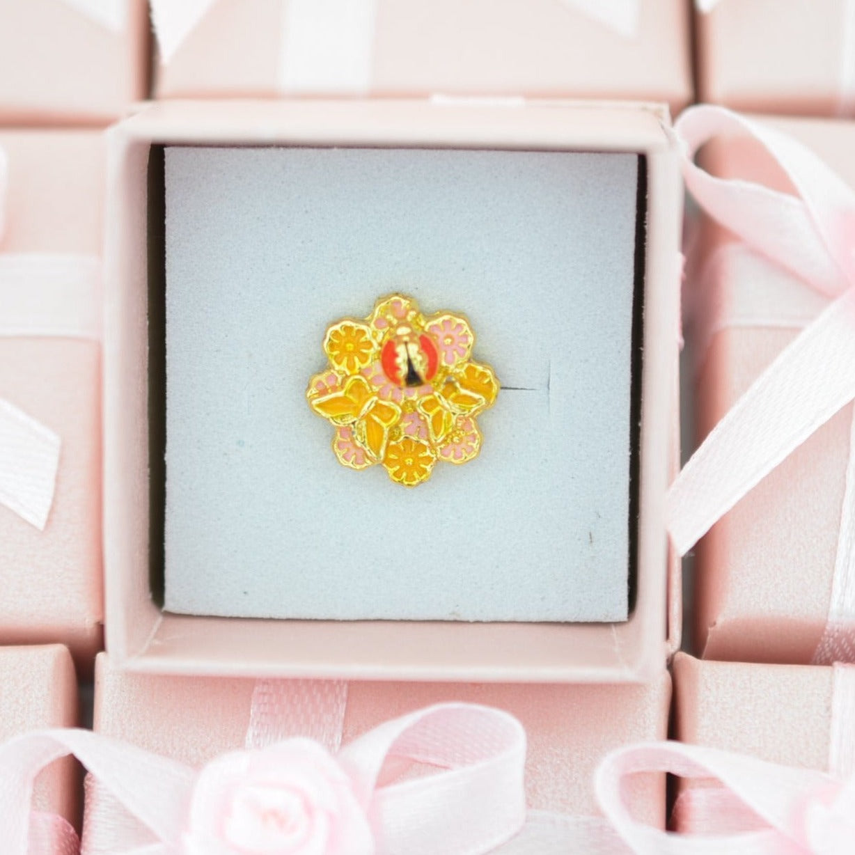 Flower and Lady Bug charm for watch bands and belts