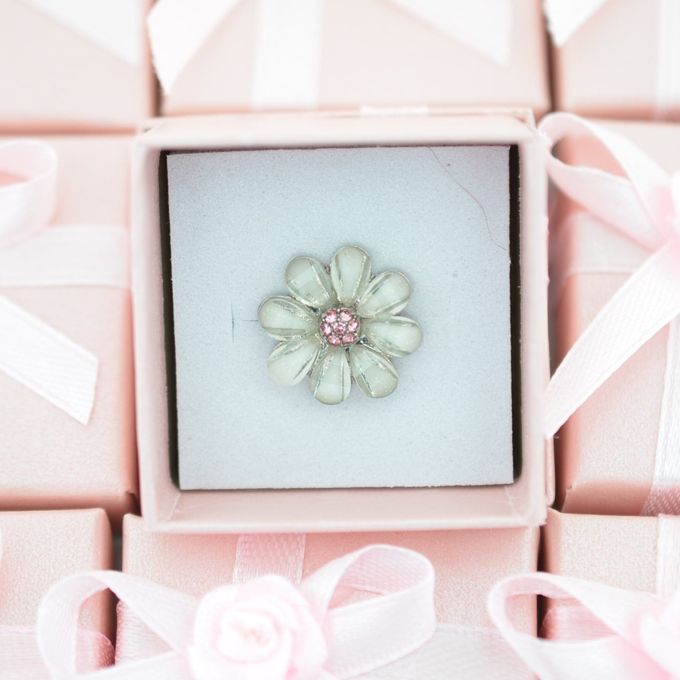 Pink flower petal charm for watch bands and belts