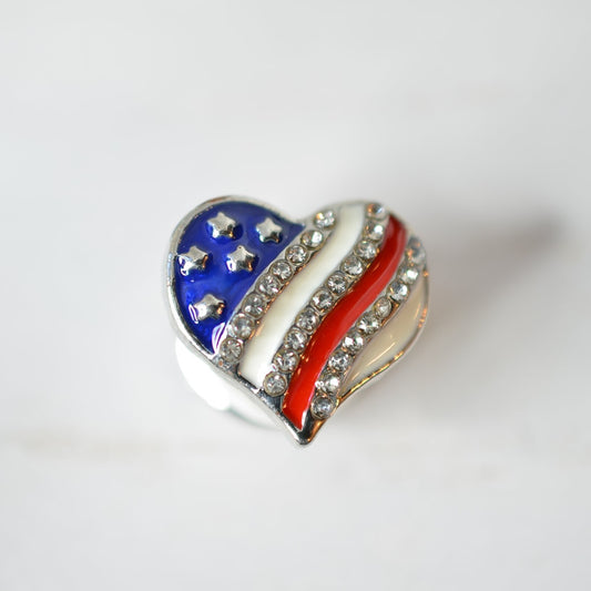 Red, White, Blue Heart Jewelry Charm for Watch Bands