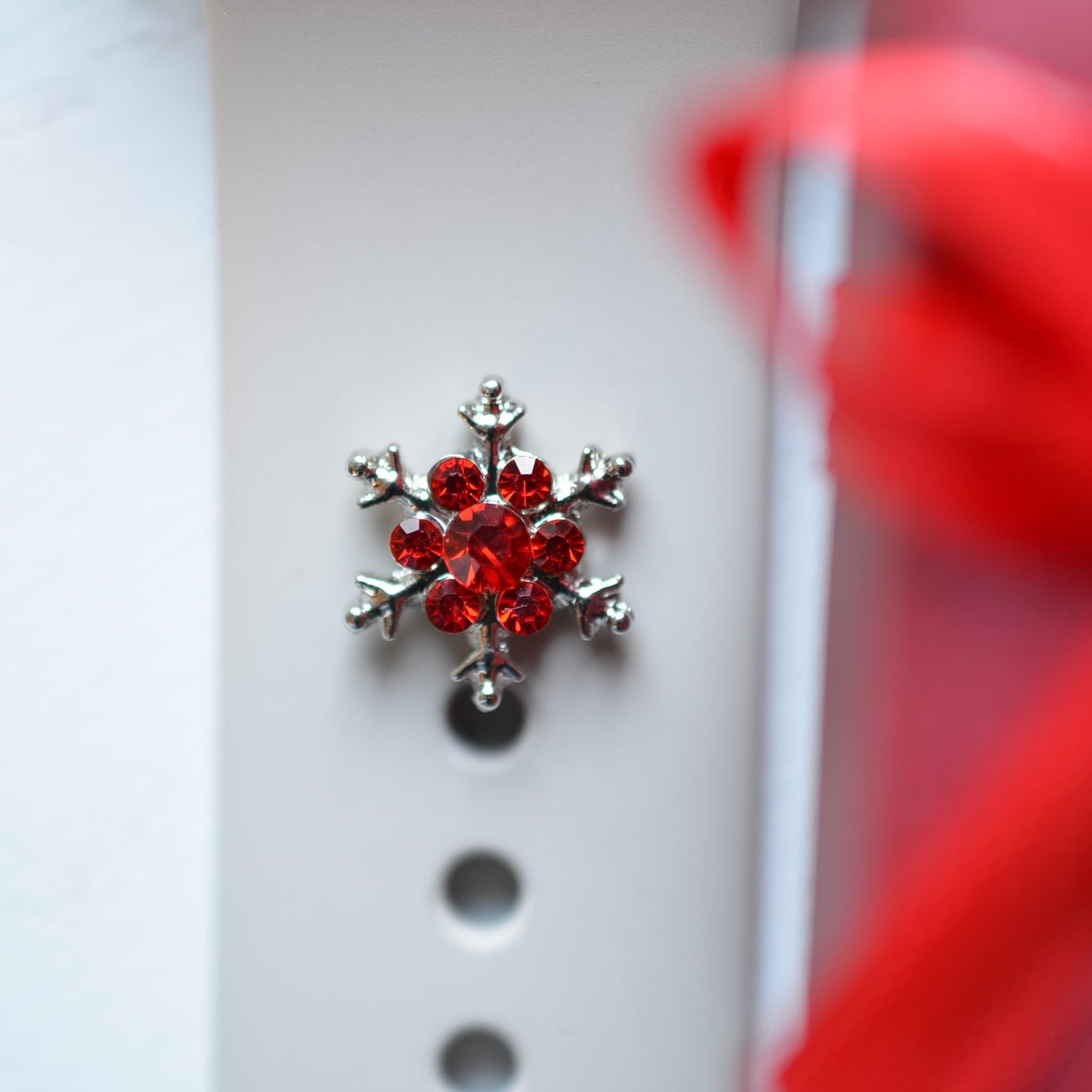 red stone snowflake watch band charm