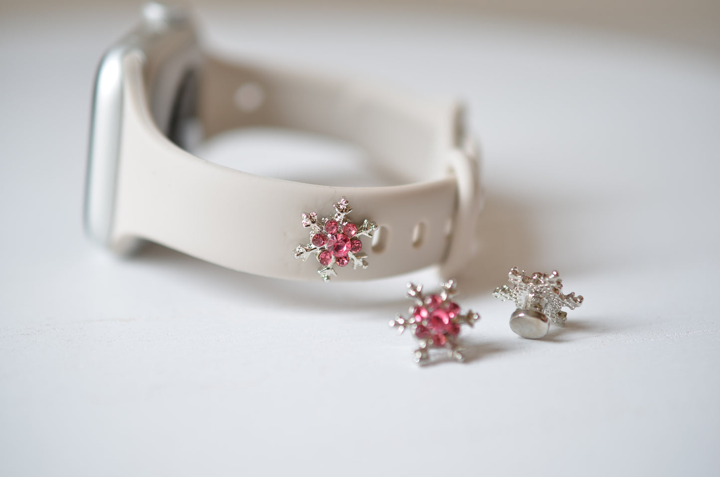 Snowflake Watch Band Charm (Pink)