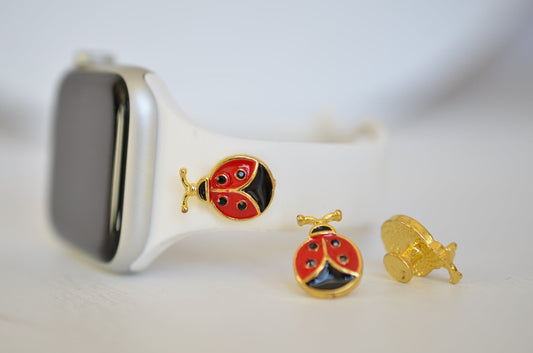 Ladybug Jewelry Charm for Watch Bands (Gold, Black and Red Color Theme)