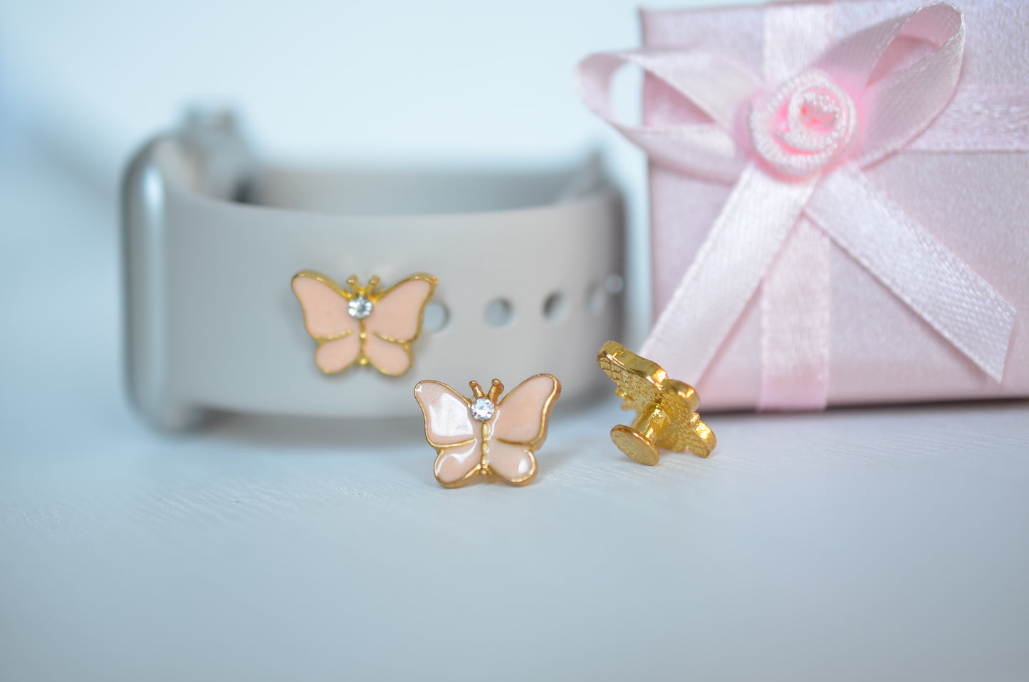 Pink Butterfly Jewelry Watch Band Charm