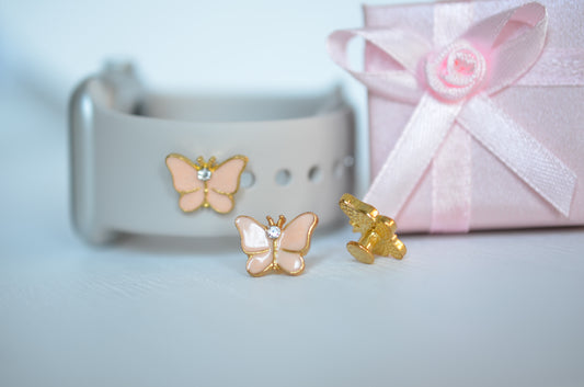 Pink Butterfly Jewelry Watch Band Charm