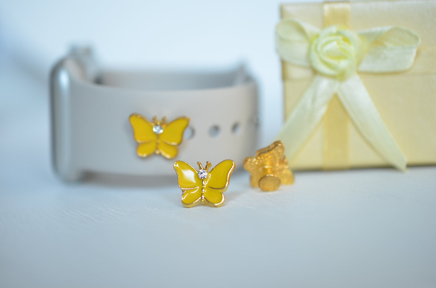 Yellow Butterfly Jewelry Charm for Watchbands