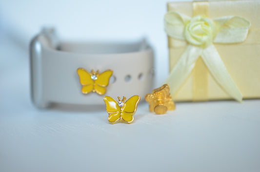 Yellow Butterfly Jewelry Charm for Watchbands