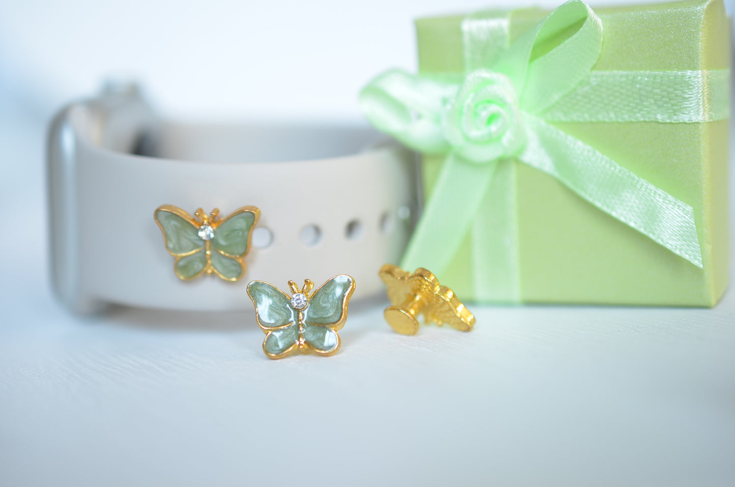 Green Butterfly Jewelry Charm for Watchbands