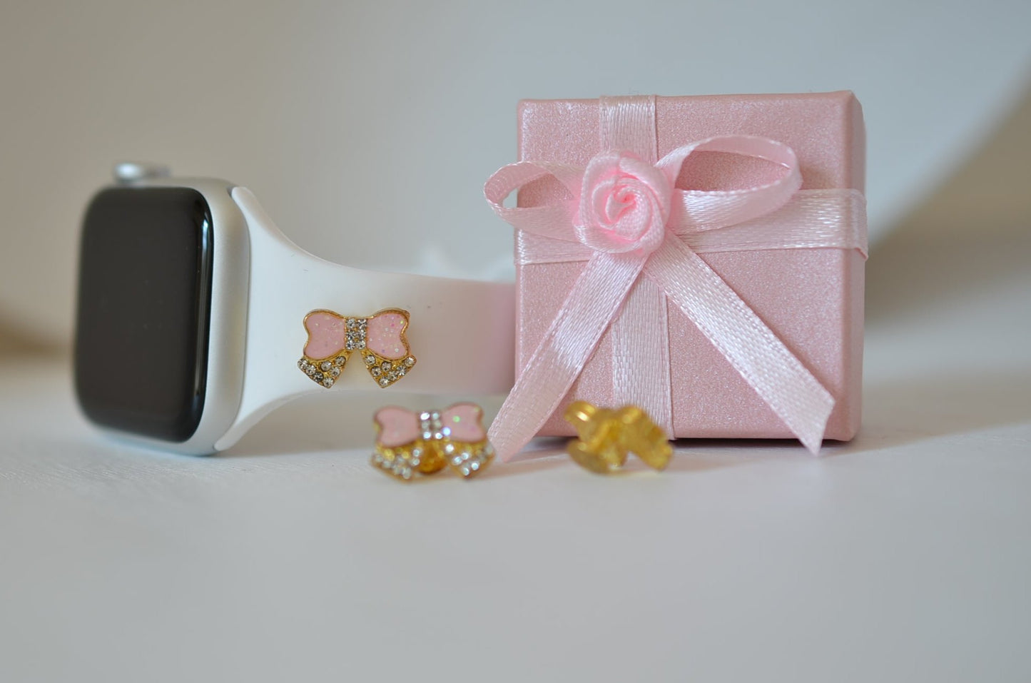 Pretty Pink Ribbon Bow Watch Band Jewelry Charm