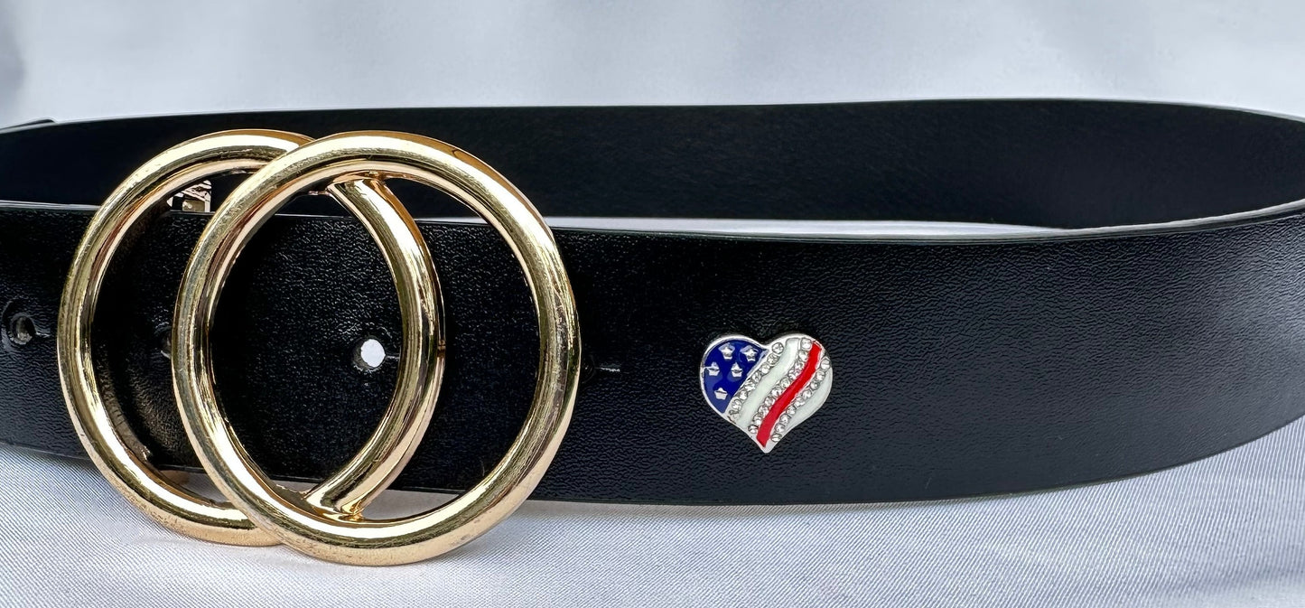 Heart Red, White and Blue Belt and Bag Charm