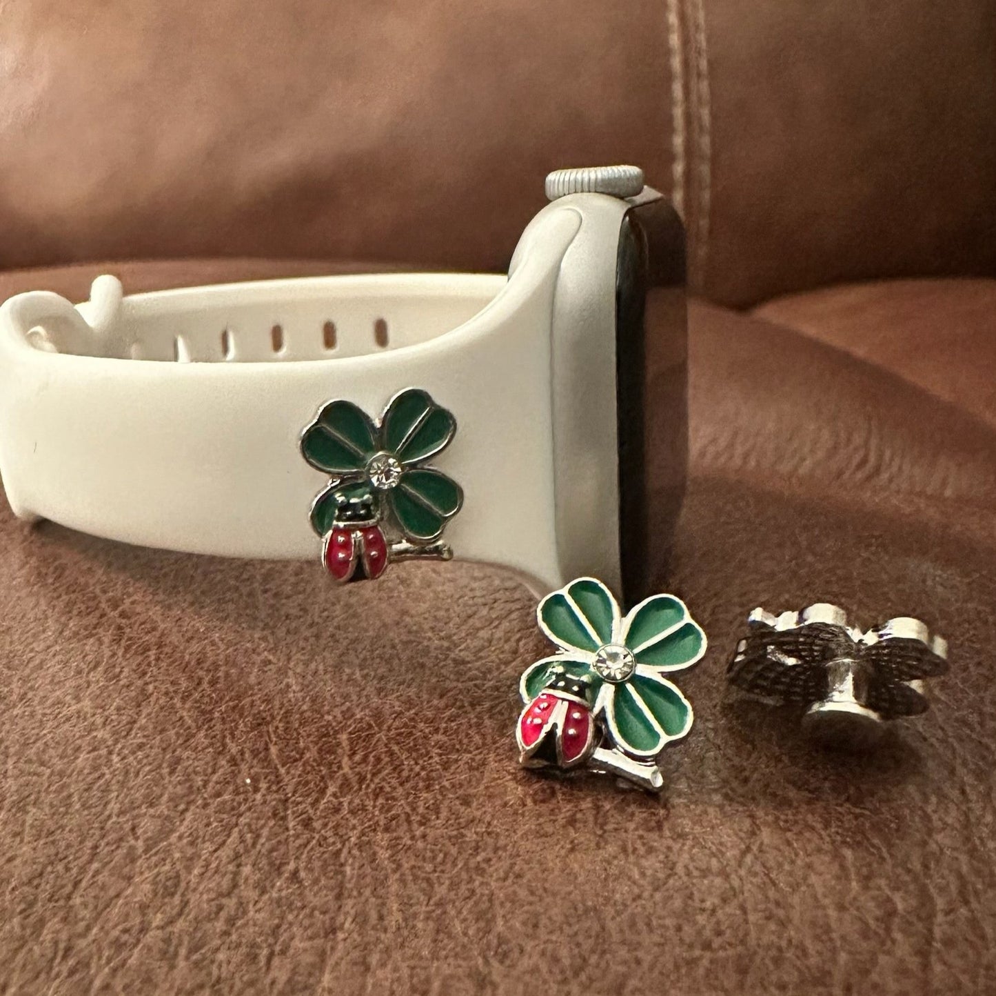 lucky ladybug and four-leaf clover jewelry charm