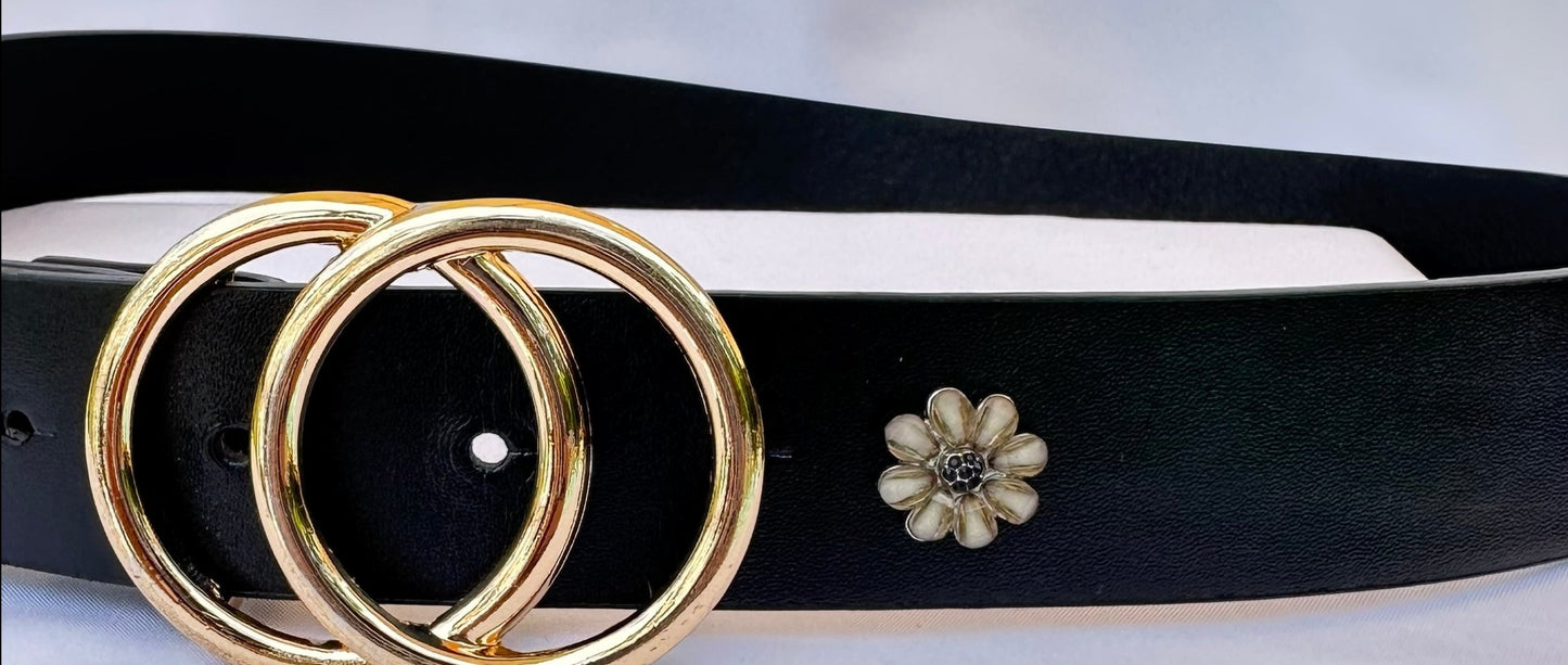 Black Flower Charm for Belts, Bags and Watch Bands