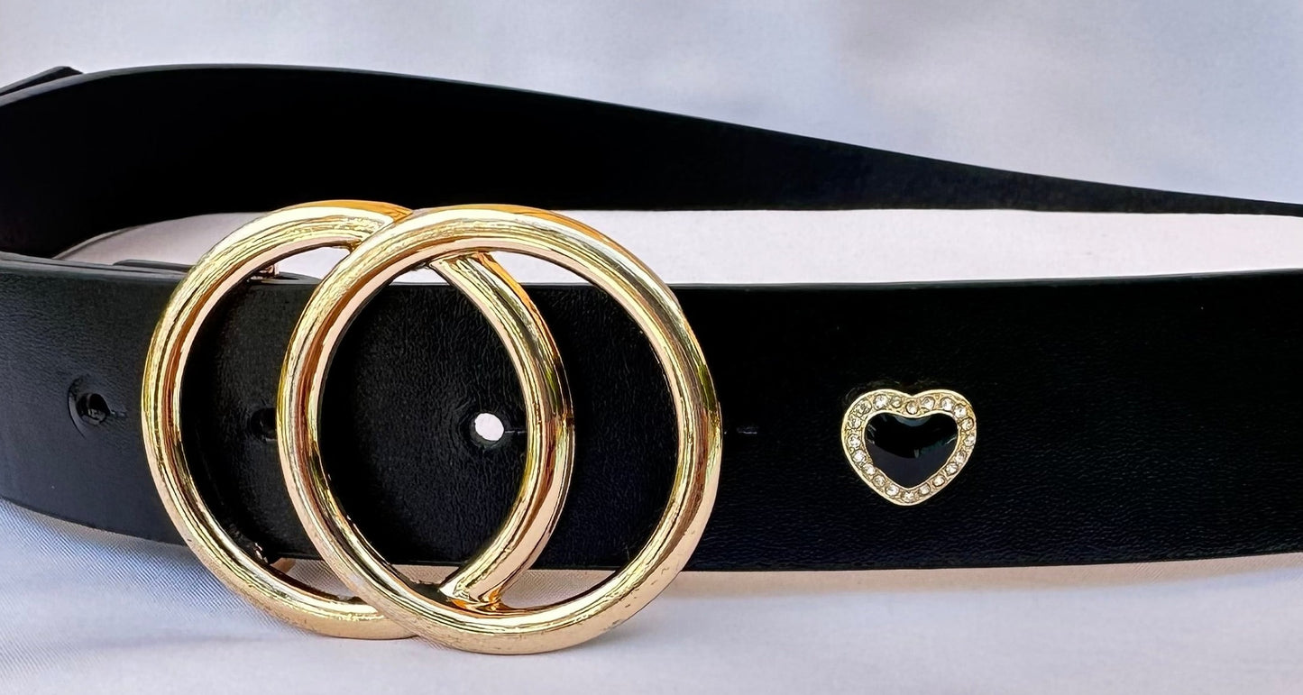 Black Heart Gold Trim Charm for Bags and Belts